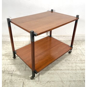 CARRELLO PORTAVIVANDE anni 60 VINTAGE BAR CART SERVING TROLLEY LEGNO Art Decò