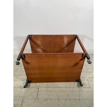 CARRELLO PORTAVIVANDE anni 60 VINTAGE BAR CART SERVING TROLLEY LEGNO Art Decò