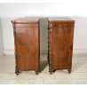 ANTICA COPPIA COMODINO STILE LUIGI FILIPPO LEGNO NOCE FINE 1800 CASSETTO ANTA