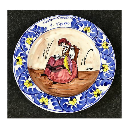PIATTO CERAMICA COSTUMI OSSOLANI VALLE VIGEZZO DA PARETE DECORATIVO DOMODOSSOLA