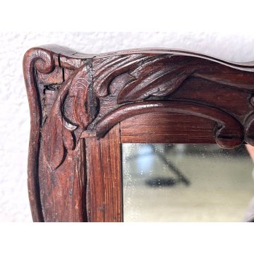 ANTICO SPECCHIO CORNICE LEGNO ORNATO INTAGLIATO LIBERTY FLOREALE INIZIO XX sec.