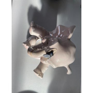 ANTICA SCULTURA CERAMICA "Elefante con mosca" Keramos TORINO 28cm/h ART DECO '30