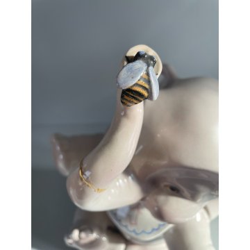 ANTICA SCULTURA CERAMICA "Elefante con mosca" Keramos TORINO 28cm/h ART DECO '30