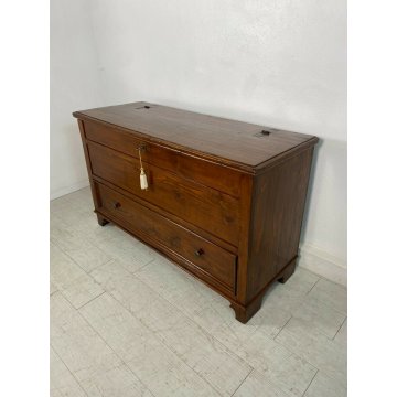 ANTICA PICCOLA CREDENZA CASSAPANCA LEGNO MASSELLO ABETE NOCE OLD 1800 EPOCA