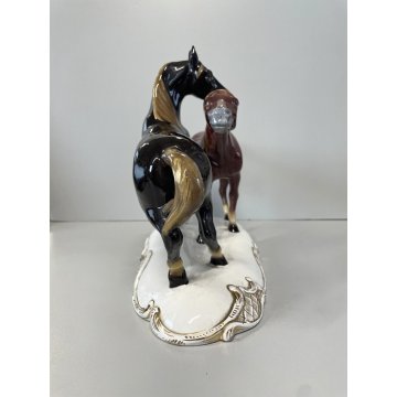 SCULTURA VINTAGE CAVALLI CERAMICA SMALTO POLICROMO S.A.C.A. SESTO FIORENTINO '50