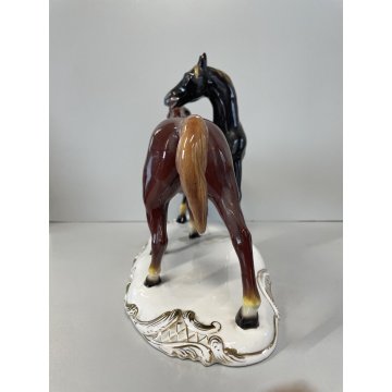 SCULTURA VINTAGE CAVALLI CERAMICA SMALTO POLICROMO S.A.C.A. SESTO FIORENTINO '50