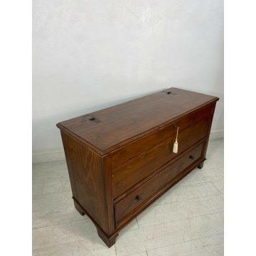 ANTICA PICCOLA CREDENZA CASSAPANCA LEGNO MASSELLO ABETE NOCE OLD 1800 EPOCA