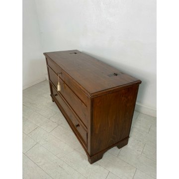 ANTICA PICCOLA CREDENZA CASSAPANCA LEGNO MASSELLO ABETE NOCE OLD 1800 EPOCA