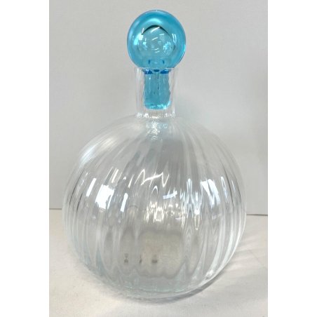 BOTTIGLIA PROFUMO VETRO CARLO MORETTI FIMATO ANNI 70 VINTAGE TRASPARENTE BLU