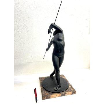 SCULTURA BRONZO Egle Pozzi Lanciatrice di giavellotto FIGURA FEMMINILE Art Decò