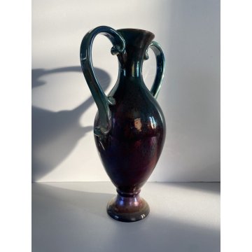 VASO AFORA CERAMICA G. Mazzotti ALBISOLA TERRACOTTA LUSTRI METALLICI 29 cm/h '60