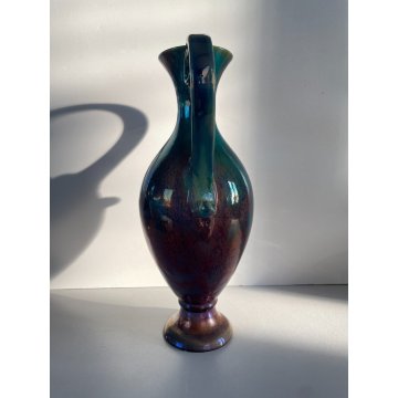 VASO AFORA CERAMICA G. Mazzotti ALBISOLA TERRACOTTA LUSTRI METALLICI 29 cm/h '60