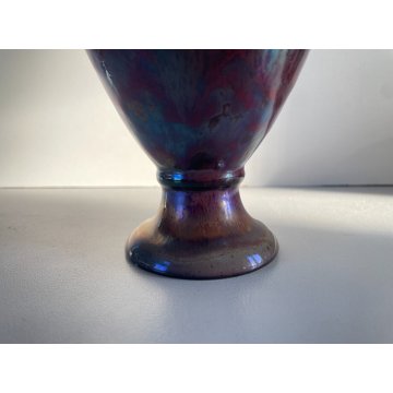 VASO AFORA CERAMICA G. Mazzotti ALBISOLA TERRACOTTA LUSTRI METALLICI 29 cm/h '60