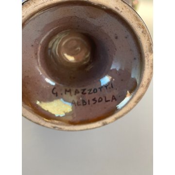 VASO AFORA CERAMICA G. Mazzotti ALBISOLA TERRACOTTA LUSTRI METALLICI 29 cm/h '60