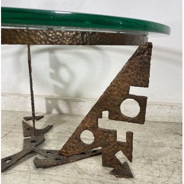 TAVOLINO DA SALOTTO VETRO FERRO ANNI 50/60 ATTR. Roberto Aloi TABLE BASS DESIGN