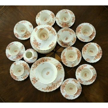 SERVIZIO 11pers.VINTAGE TEA tè THE PORCELLANA DECORO FIORI ORO ZECCHINO ANN I'50