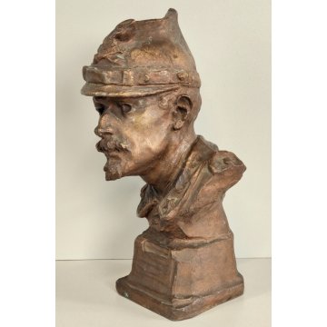 ANTICA SCULTURA F. Crespi 1884 BRONZO DORATO Gen. G. Avezzana STATUA MILITARE