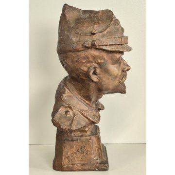 ANTICA SCULTURA F. Crespi 1884 BRONZO DORATO Gen. G. Avezzana STATUA MILITARE