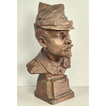 ANTICA SCULTURA F. Crespi 1884 BRONZO DORATO Gen. G. Avezzana STATUA MILITARE