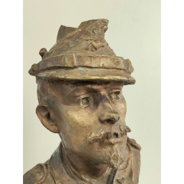 ANTICA SCULTURA F. Crespi 1884 BRONZO DORATO Gen. G. Avezzana STATUA MILITARE