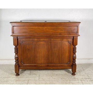 ANTICA CREDENZA SCRITTOIO SAN FILIPPO ETAGERE LEGNO NOCE LIBRERIA 1900 EPOCA OLD