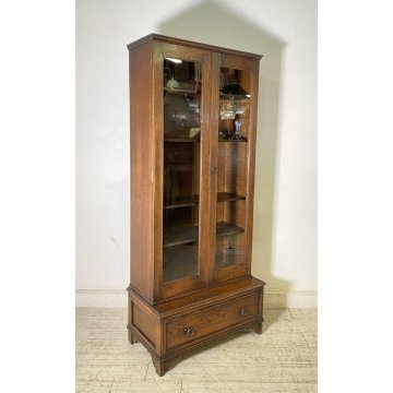 ANTICA CREDENZA VETRINA PRIMI 900 ROVERE DISPENSA LIBRERIA CRISTALLERIA VINTAGE