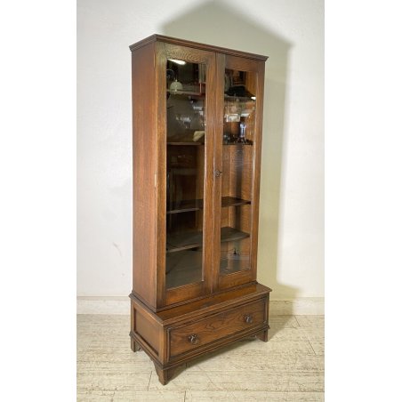 ANTICA CREDENZA VETRINA PRIMI 900 ROVERE DISPENSA LIBRERIA CRISTALLERIA VINTAGE