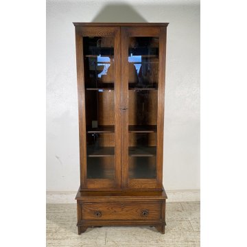 ANTICA CREDENZA VETRINA PRIMI 900 ROVERE DISPENSA LIBRERIA CRISTALLERIA VINTAGE