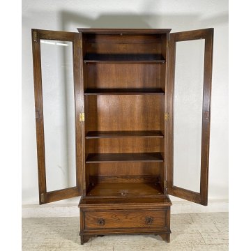 ANTICA CREDENZA VETRINA PRIMI 900 ROVERE DISPENSA LIBRERIA CRISTALLERIA VINTAGE