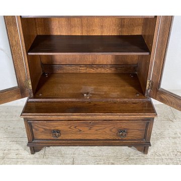 ANTICA CREDENZA VETRINA PRIMI 900 ROVERE DISPENSA LIBRERIA CRISTALLERIA VINTAGE