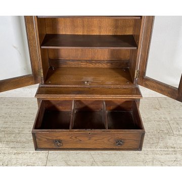 ANTICA CREDENZA VETRINA PRIMI 900 ROVERE DISPENSA LIBRERIA CRISTALLERIA VINTAGE