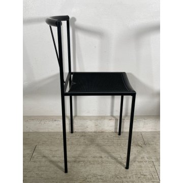 SET 4 SEDIE ZEUS DESIGN MAURIZIO PEREGALLI ANNI 80 GOMMA METALLO NERO CHAIR