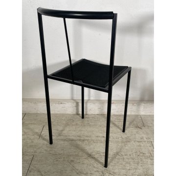 SET 4 SEDIE ZEUS DESIGN MAURIZIO PEREGALLI ANNI 80 GOMMA METALLO NERO CHAIR