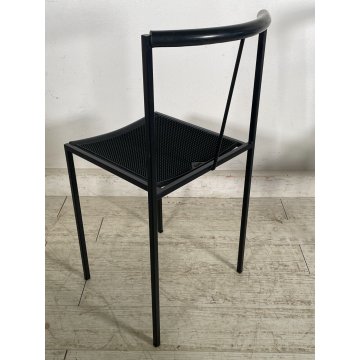 SET 4 SEDIE ZEUS DESIGN MAURIZIO PEREGALLI ANNI 80 GOMMA METALLO NERO CHAIR