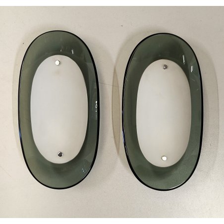 FONTANA ARTE coppia LAMPADA PARETE VETRO anni 60 APPLIQUE DESIGN plafoniera