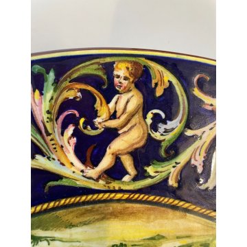 GRANDE PIATTO PARATA ISTORIATO Faenza MAIOLICA LUSTRO SCENA STORIA ROMANA ø 39cm