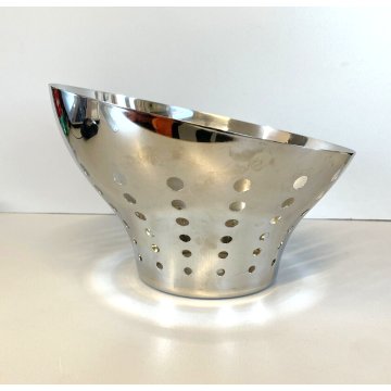 CESTINO FRUTTA PANE STAINLESS STEEL FRUIT BOWL BREAD BASKET  POLKA DOTS ø 24 cm