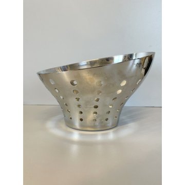 CESTINO FRUTTA PANE STAINLESS STEEL FRUIT BOWL BREAD BASKET  POLKA DOTS ø 24 cm