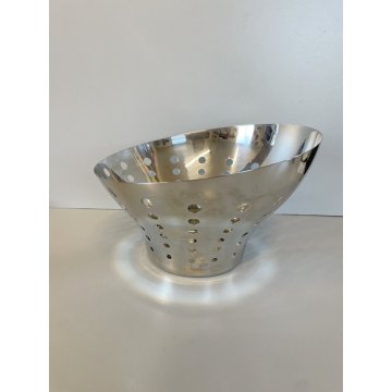 CESTINO FRUTTA PANE STAINLESS STEEL FRUIT BOWL BREAD BASKET  POLKA DOTS ø 24 cm