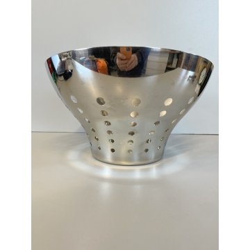 CESTINO FRUTTA PANE STAINLESS STEEL FRUIT BOWL BREAD BASKET  POLKA DOTS ø 24 cm