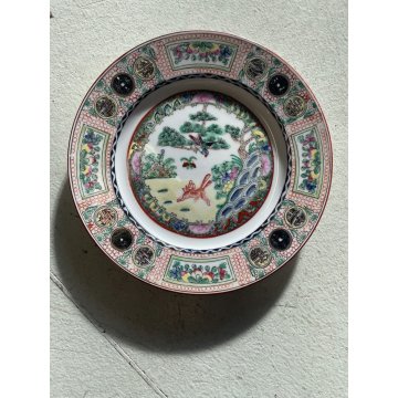 LOTTO 3 PIATTO PORCELLANA CINESE COLORI Famille Rose CHINESE PORCELAIN 26 CM ca.