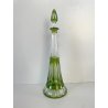ANTICO DECANTER TAPPO CRISTALLO VERDE CHARTREUSE CUT to CLEAR BELGIO (?) '50s