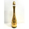 BOTTIGLIA DECANTER VETRO SOFFIATO ORO ZECCHINO GEMME ROSSE FINTE VINTAGE '50s