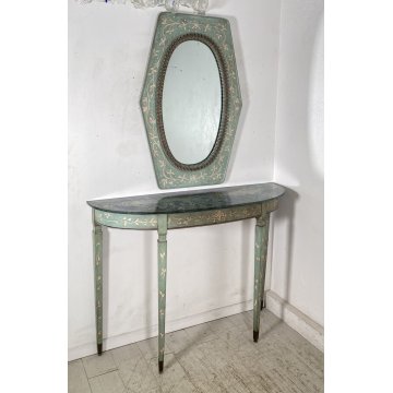 CONSOLLE DESIGN ANNI 50 SPECCHIO LACCATA FLOREALE AZZURRA MOBILE ENTRATA MIRROR