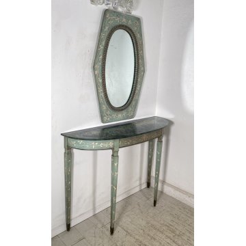 CONSOLLE DESIGN ANNI 50 SPECCHIO LACCATA FLOREALE AZZURRA MOBILE ENTRATA MIRROR