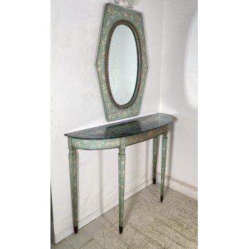 CONSOLLE DESIGN ANNI 50 SPECCHIO LACCATA FLOREALE AZZURRA MOBILE ENTRATA MIRROR