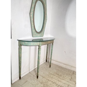 CONSOLLE DESIGN ANNI 50 SPECCHIO LACCATA FLOREALE AZZURRA MOBILE ENTRATA MIRROR