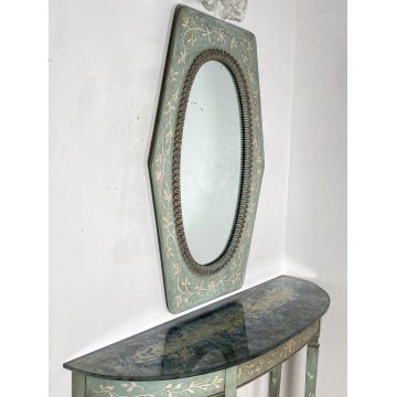 CONSOLLE DESIGN ANNI 50 SPECCHIO LACCATA FLOREALE AZZURRA MOBILE ENTRATA MIRROR