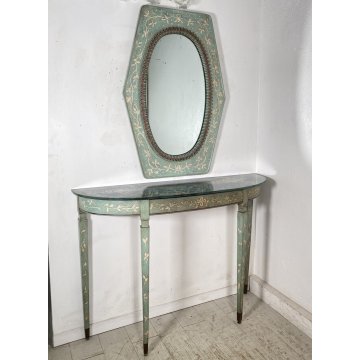 CONSOLLE DESIGN ANNI 50 SPECCHIO LACCATA FLOREALE AZZURRA MOBILE ENTRATA MIRROR