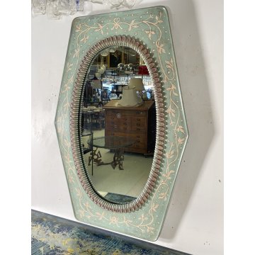 CONSOLLE DESIGN ANNI 50 SPECCHIO LACCATA FLOREALE AZZURRA MOBILE ENTRATA MIRROR